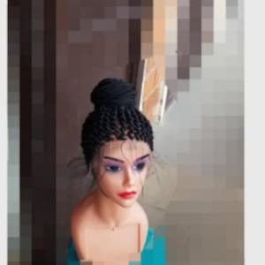 Peluca trenzada, peluca trenzada para mujer, peluca trenzada personalizada, peluca trenzada hecha a mano, peluca trenzada negra para mujer, peluca de encaje completo, peluca de trenzas africanas.