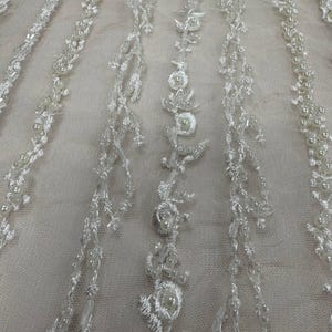 Lace Wedding Sleeves, Ivory Bridal Gloves with Beads SaSha image 7