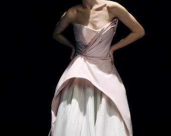 Pink A-Line Taffeta Wedding Dress: Blush Tulle, Open Back.  ROSE