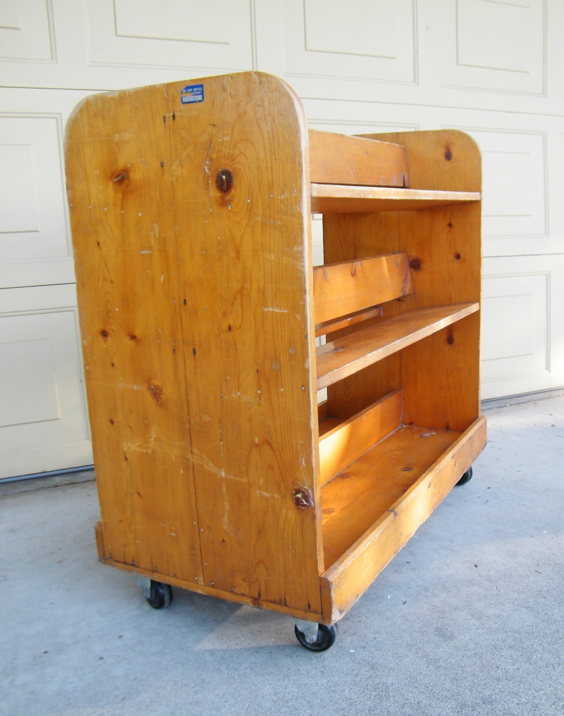 Vintage Wooden Library Book Cart Rolling Book Cart Library Etsy