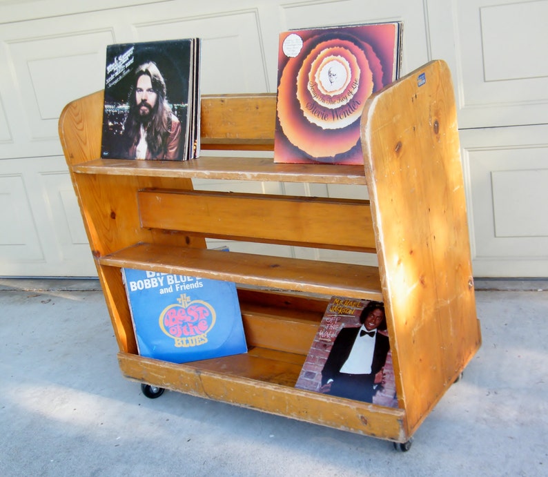 Vintage Wooden Library Book Cart Rolling Book Cart Library Etsy