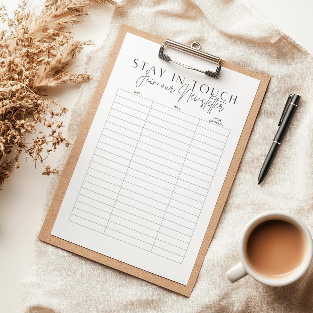 Newsletter Sign up Sheet Editable Printable Template for Canva Fully ...