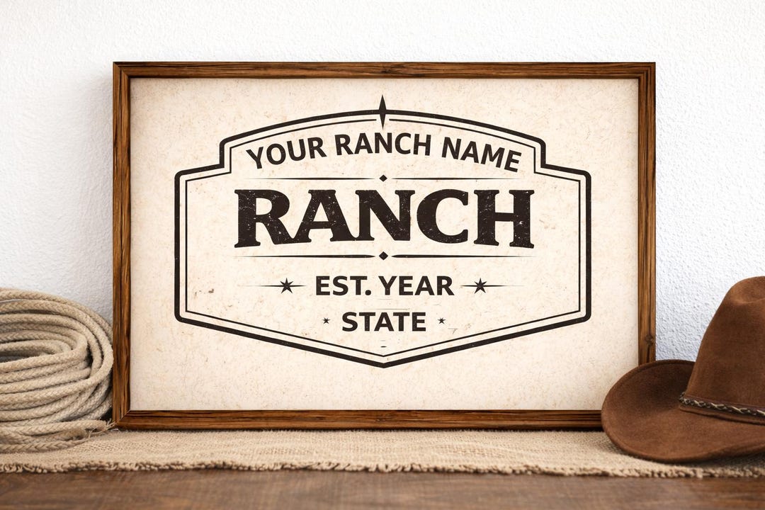 Rocking R Ranch Badge Custom Ranch Badge Sign, Personalized Western Wall Art (digital ...