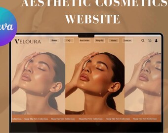 Minimalist Cosmetic Website Template, Aesthetic Cosmetics Website Design, Editable E-commerce Website, Digital Cosmetics Website, Canva
