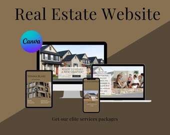Modern Real Estate Website Template, Digital Website For Broker business, Editable Responsive Realtors Site, Luxury Canva Website Template