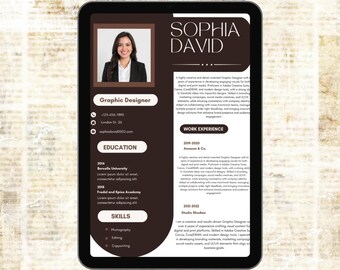 Professional Resume Template, Editable CV Template, Digital Canva Resume Template, Resume Template with Photo, Modern Resume Design For Work