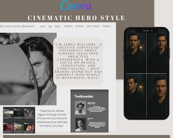 Modern Minimalist Portfolio Website Template: Editable Canva Shopify Theme (Digital Download)