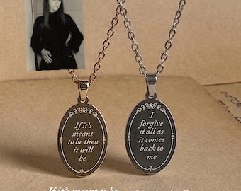 Collar grabado a doble cara inspirado en Ethel Cain / Colgante de acero inoxidable con letra de canción