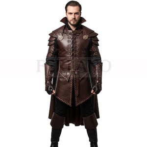 Complete Medieval Leather Armor Suit for Men – LARP Cosplay Knight and Viking Costume Set