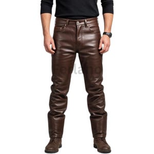 Pantalón de piel para hombre con acabado liso - Pantalón Urban Style - Rider Look