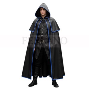 Leather Hooded Cloak-Leather cloak for men -Armor Costume men&#39;s-Leather Gifts for him-Leather vest men&#39;s-Personalised gift-Gift for him