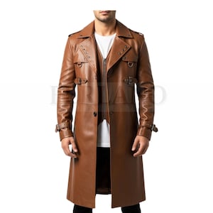 Leather Trench coat-Gothic, Steampunk & Streetwear Outerwear-Handcrafted Coats for Men