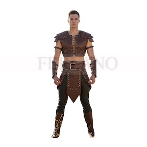 Brown Leather Gladiator Armor Set: LARP Cosplay Costume