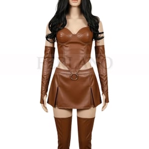 Brown Leather Costume-kilt and skirt full set-Brown Corset costume Set for Cosplay- Brown Leather Set for Dark Fantasy Cosplay