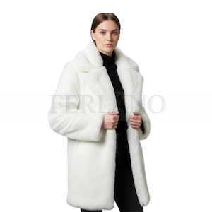 Sheep Fur Coat – Genuine White Fur Coat–Winter Fur coat women-Women Fur Coat- Winter Outerwear