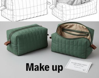 3-in-1 Quilted Pouch Sewing Pattern (PDF) - Beginner-Friendly Cosmetic, Toiletry & Travel Bag Set