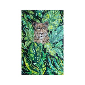 leopard in the leaves |acrylic painting wild| bold | unapologetic bold brushstrokes