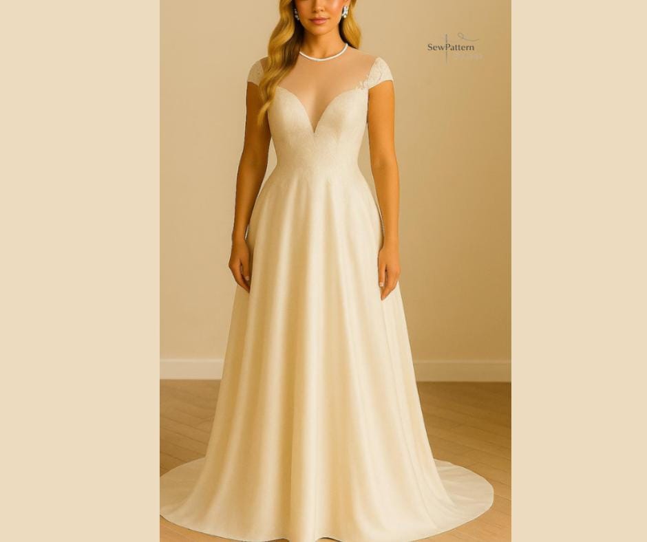 sachin and babi light blue dress Illusion Back Wedding Dresses