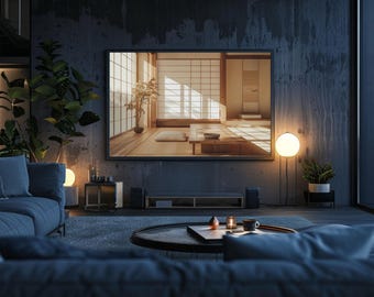 Frame TV Art Japanese Tea Room | Zen Interior Scene Digital Download 16x9