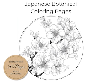 Japanese Botanical Coloring Pages (Digital Download)
