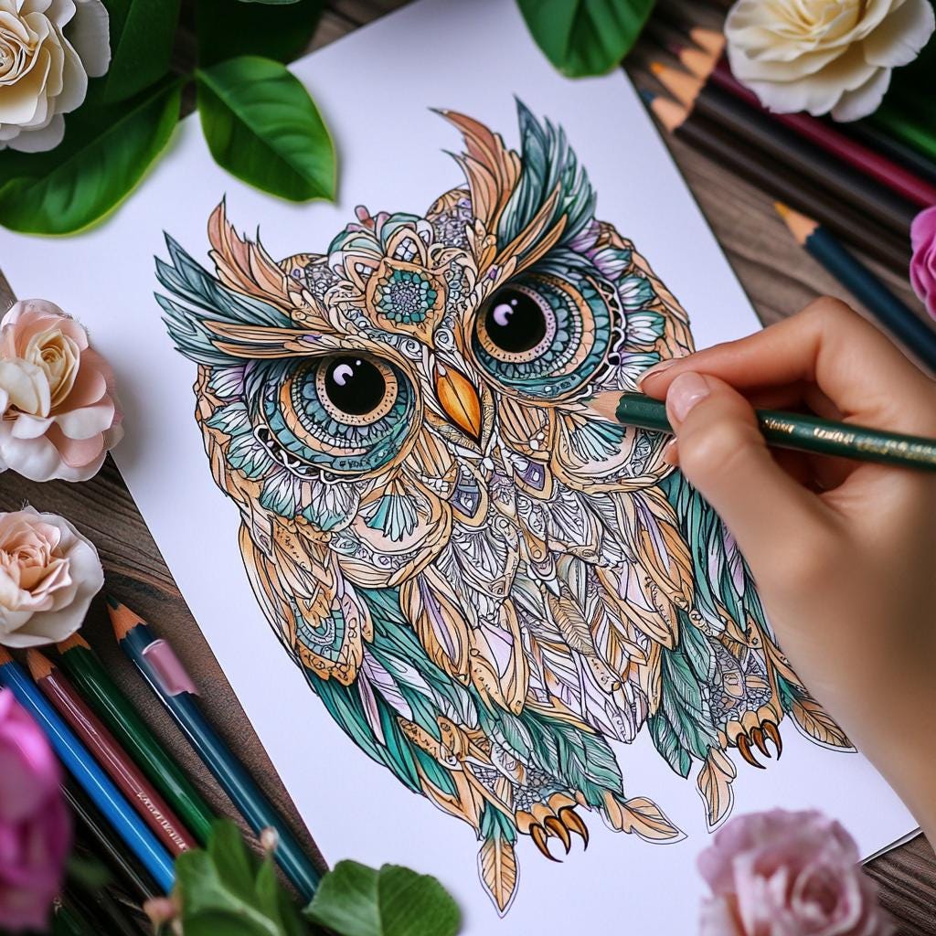 Mandala Owl Coloring Pages for Adults – Relaxing Line Art (Printable PDF)