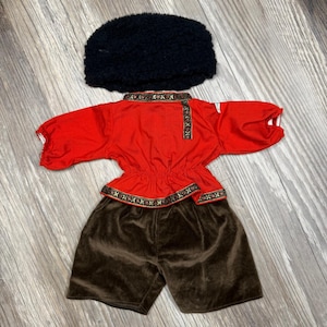 Vintage Cabbage Patch Kids Russische Kozakken Outfit Rode Tuniek Bruin Fluwelen Shorts