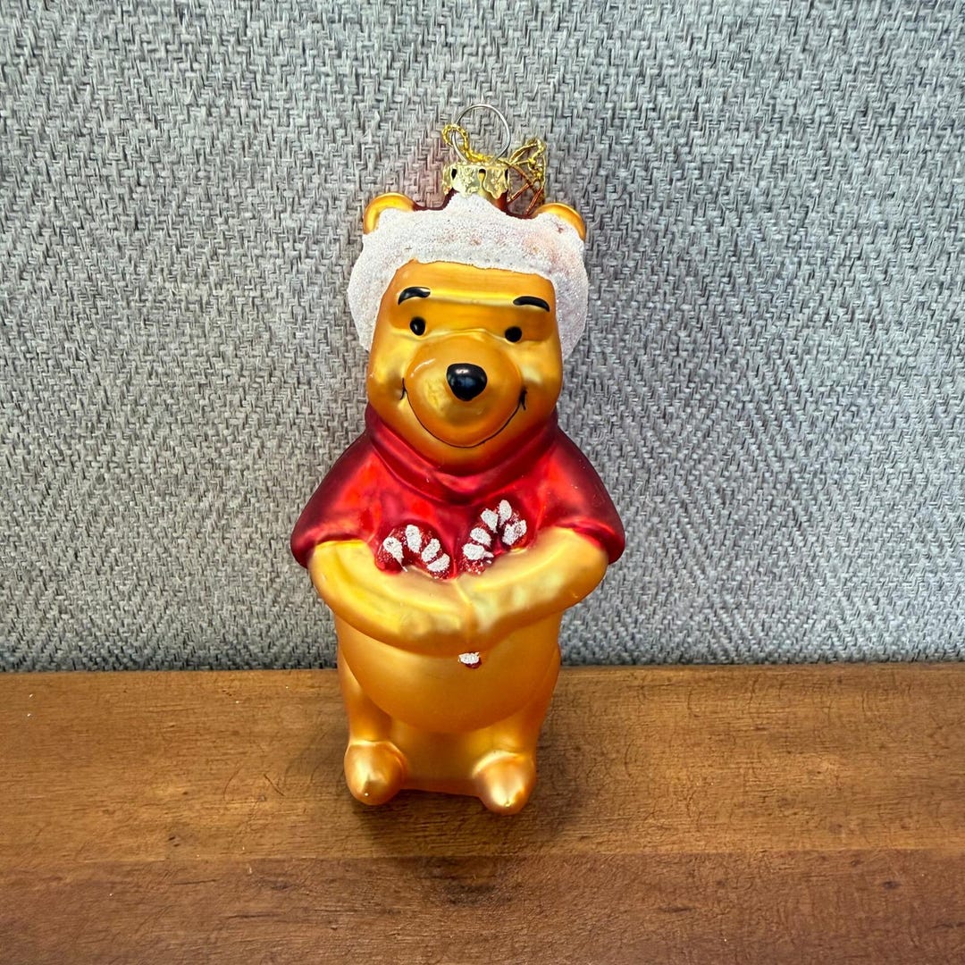 Vintage Disney Winnie the Pooh Christmas Ornament Glass Santa Hat Candy ...
