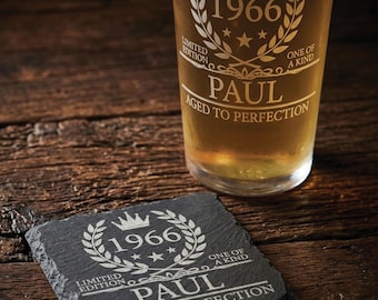 60th Birthday Pint Glass Personalised | 1966 Custom Beer Glass | Engraved Mens 60th Birthday Gift
