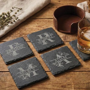 Personalised Slate Coaster, Custom Name Barware Gift for Him, Gin Lovers Bar Mat, New Home Accessories Housewarming Gift