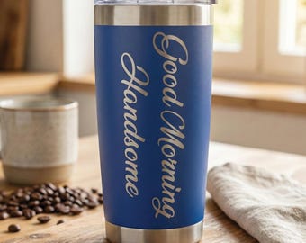 Personalised Thermal Coffee Tumbler, Custom Engraved Travel Mug, Coffee Lovers Gift, Custom Message Tumbler • Travel Cup Gift