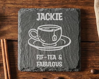 Posavasos de pizarra personalizado para 50 cumpleaños, regalo de quince años grabado a medida, posavasos de cumpleaños para mamá o mejor amiga.