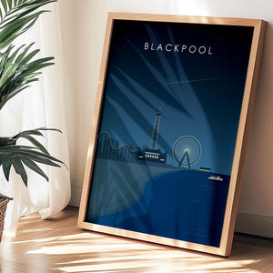 Blackpool Poster – Vintage Travel Print | Blackpool Wall Art | Framed City Travel Poster | Gallery Wall Decor | Blackpool Art Gifts