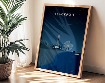 Blackpool Travel Print, New House Travel Poster Gift