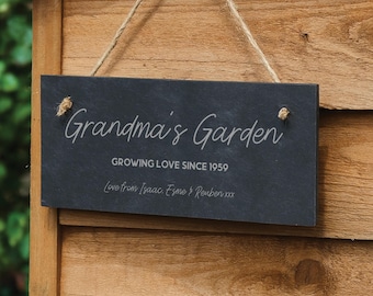 Personalised Garden Slate Sign, Gift for Mum, Grandma or Nanny, Custom Garden Plaque | Mothers Day Gift | Nannys Garden Grandparent Gifts
