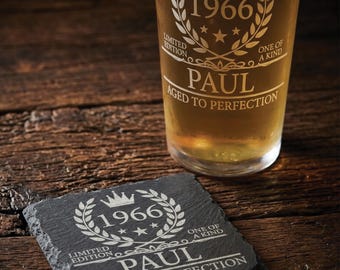 60th Birthday Pint Glass Personalised | 1966 Custom Beer Glass | Engraved Mens 60th Birthday Guinness Gift