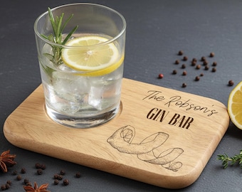 Tabla de cócteles de ginebra personalizada, regalo de San Valentín para ella, bandeja para cortar gin tonic para el Día de la Madre, regalo de inauguración de la casa.