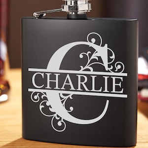 Personalised Monogram Hip Flask, Engraved Name Whisky Flask for Men, Custom Gift, Hip Flask Gift Set, Handmade Personalised Flask