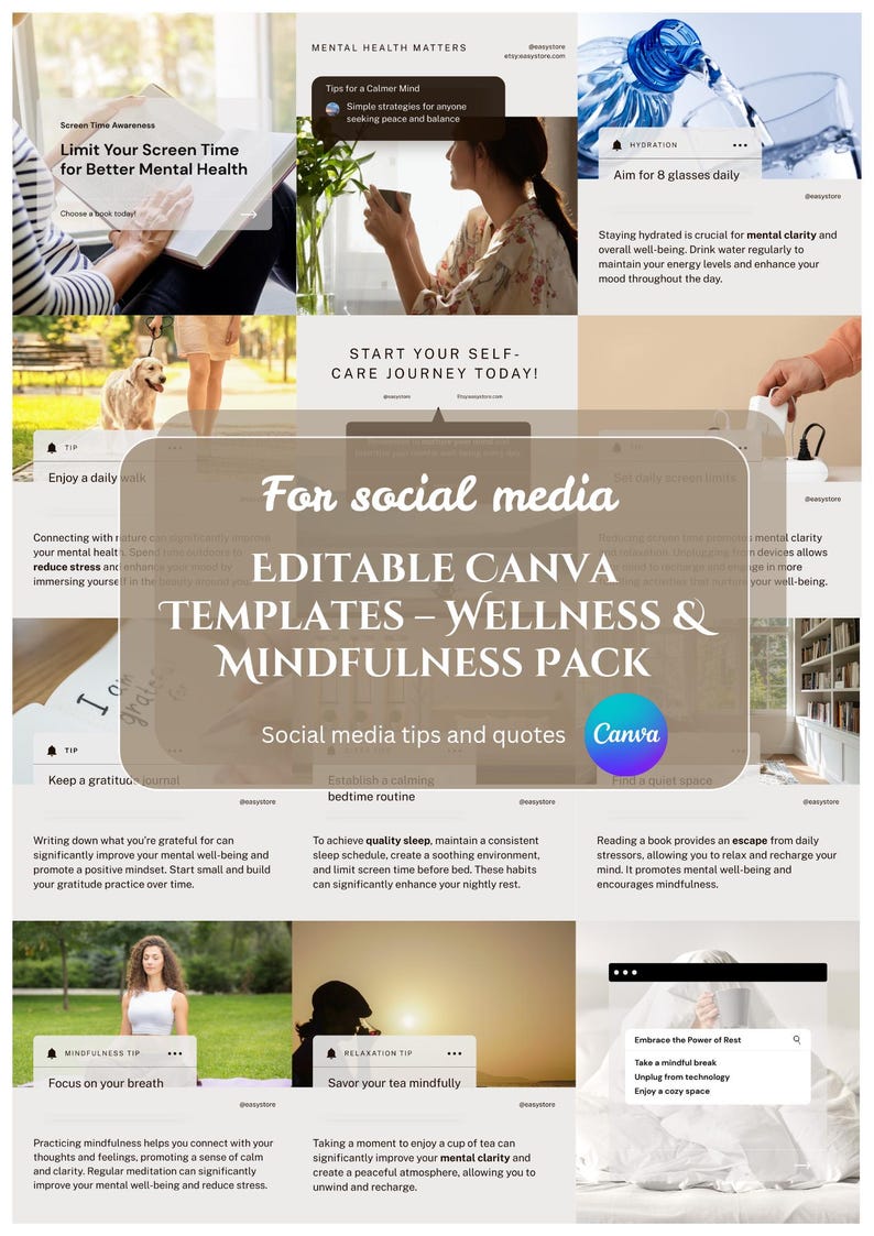 Editable Canva Templates | Wellness & Mindfulness Social Media Pack ...