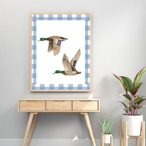 Blue Gingham Duck Printable Wall Art – Baby Boy Nursery Decor – Farmhouse Animal Print – Southern Nursery Digital Download