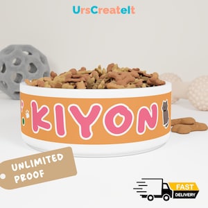 Customize Pet Bowl - Personalized Cat or Dog Food Dish, Custom Pet Name Bowl, Ceramic Animal Water Bowl, Pet Lover Gift, Pet Supplies