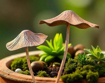 Rostiger Pilz Gartenstecker - Handgemachte Herbst Deko 48cm Wetterfest
