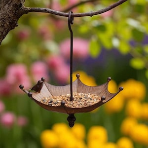 Umbrella Bird Feeder/Bath: Whimsical Hanging Garden Ornament