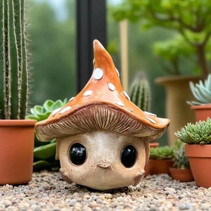 mushroom garden statue | fairy garden mushroom | outdoor mushroom decor | whimsical garden ornament  | backyard mushroom sculpture