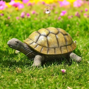 Realistic tortoise statue | turtle yard decor | large garden turtle | resin animal ornament | outdoor patio turtle | lawn turtle sculpture