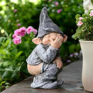 Funny Resin Garden Gnome | Unique Outdoor Yard Decor | Hilarious Gnome Gift Idea | Bearded Gnome Statue | Whimsical Lawn Ornament