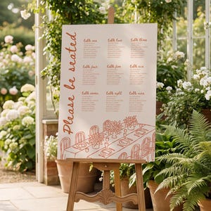 Illustration de mariage fantaisiste en forme de tableau de table | Plan de la table d'hôtes | Téléchargement numérique