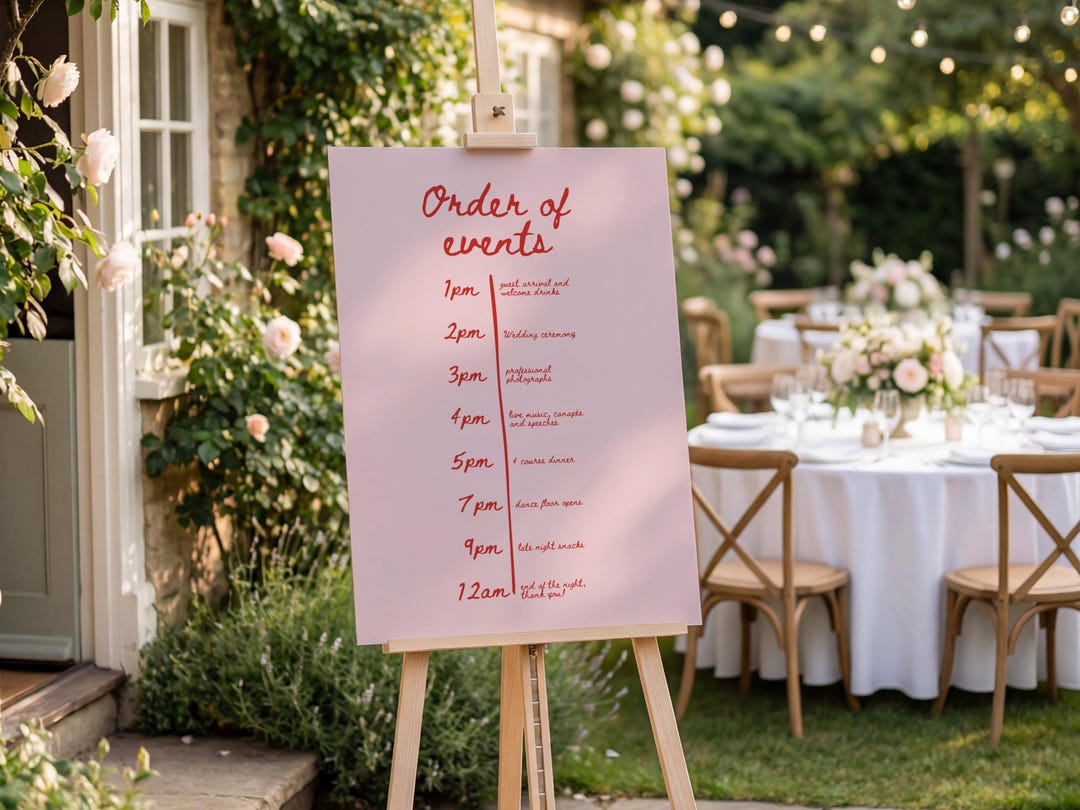 Whimsical Wedding Order of Service Sign| Events Timetable | Rustic ...
