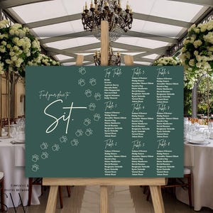 Wedding Seating Table Plan Sign Editable Template For Pet Lovers