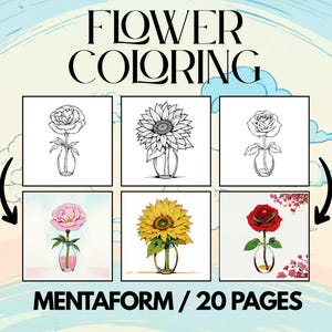 Flower Coloring Page for Kids | Printable Botanical Art | Instant Digital Download | Relaxing Floral Coloring Sheet | Stress Relief Gift