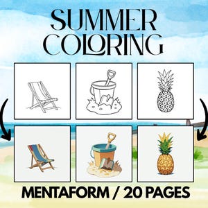 Summer Coloring Pages, Printable Coloring Book for Kids, PDF Digital Download, Summer Activities, Instant Download, Kids Activities, 20 Page